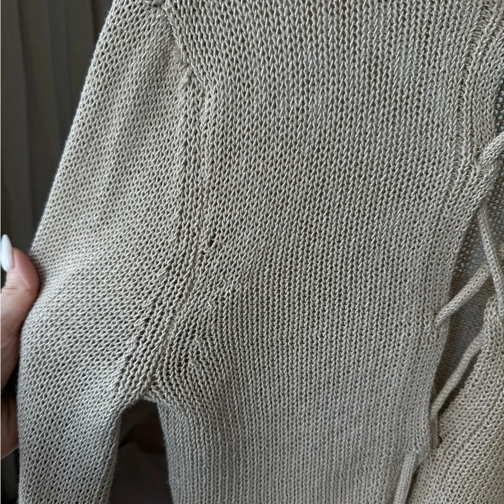 Lace-Up Knit Top, Tan/Sand, Zara, M